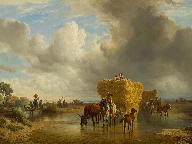 1817-Friedrich Voltz - Temporale in avvicinamento durante il raccolto (1855)